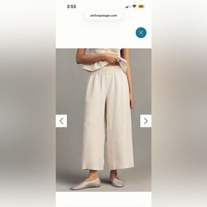 Women's Anthropologie The Somerset Linen Pull-On Pants- Size Small- Beige